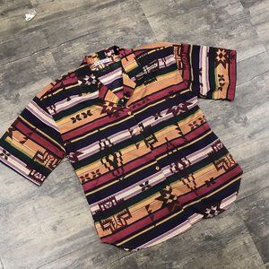 Vintage Cabrais Button Up Shirt Women‎ NO SIZE TAG Grandma Aztec Southwestern